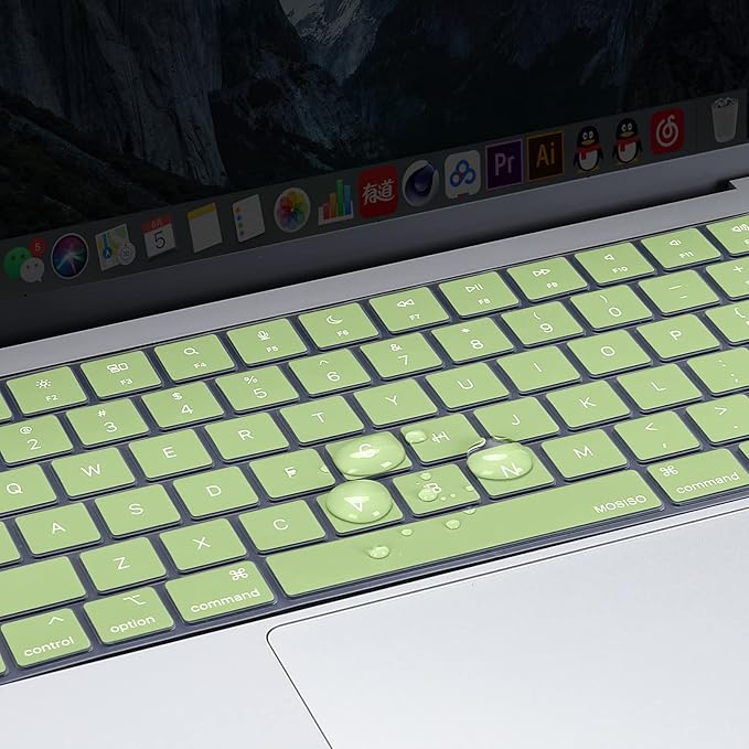 MOSISO Keyboard Cover Skin Compatible with MacBook Air 15 inch M3 A3114 M2 A2941/Air 13.6 A3113 A2681/Pro 14/16 M4 M3 M2 M1, Avocado Green