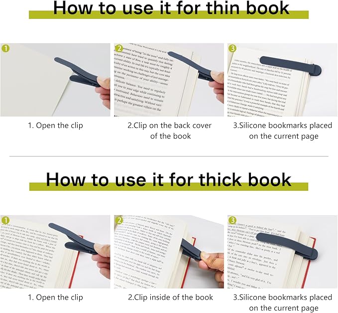 SMUK 6pcs Automatic Bookmark, Smart Silicone Book Mark Book Markers for Men Women Book Lovers, Book Clip Page Keeper Reading Gifts for Book Lovers