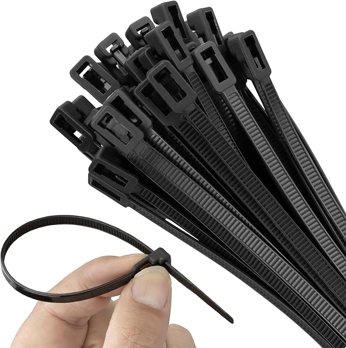 8 Inch Recoverable Reusable Zip Ties, 1000PCS Black Zip Ties, Outdoor 50 lb. Small Cable Ties, Small Releasable Plastic Ties, Removable Wire Ties for Wire Management Outdoor Patio