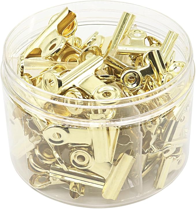Gold Bulldog Binder Paper Clips, Assorted Sizes Set, Paperclips for School, Office and Home Kitchen