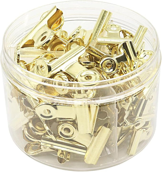 Gold Bulldog Binder Paper Clips, Assorted Sizes Set, Paperclips for School, Office and Home Kitchen