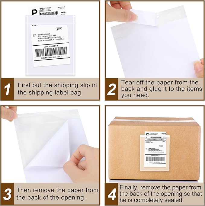 AZUREAL 100PCS Shipping Label Sleeves, 4.5" x 5.5" Packing Slip Pouches, Packing List Envelopes/Shipping Label Envelopes for Mailing, Packing List, Packaging, Protective Documents