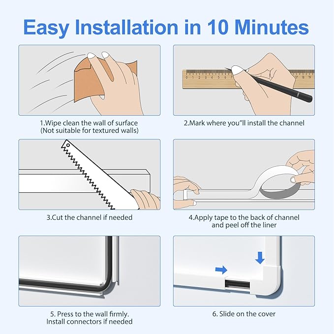 Yecaye Cord Hider, 113in One-Cord Cable Concealer, Cord Covers for Wires on Wall, Easy Install Cable Management Kit for 2 Small Wires, Cables Raceway Home Office, W0.59in H0.4in, White