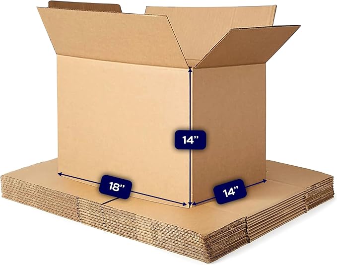 6 Pack Sturdy Cardboard Moving Boxes 18x14x14 – Durable Shipping, Packing, and Medium Storage Boxes for Long-Distance Moves – Versatile Moving Supplies for Packing and Shipping Needs