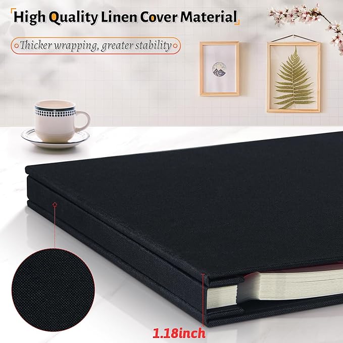 Photo Album Self Adhesive Scrapbook,Large Photo Book for 4x6,5x7,8x10 Pictures,DIY Album for Baby Wedding Family Travel Birthday,with Metallic Pen and Scraper