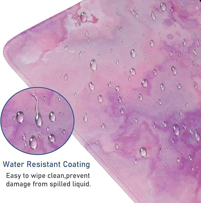 Large Extended Gaming Mouse Pad with Stitched Edges, (31.5X15.7In) Durable Non-Slip Natural Rubber Base, Waterproof Computer Keyboard Pad Mat for Esports Pros/Gamer/Desktop/Office/Home, Marble Purple