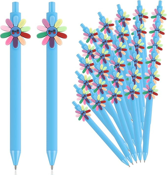 30 Pcs Daisy Scout Ballpoint Pen Bulk Retractable Writing 1.0 mm Medium Point Black Ink Blue Fancy Gift for Friend Troop Scout Leader Daisy Lover Gift Party Favor School Supplies