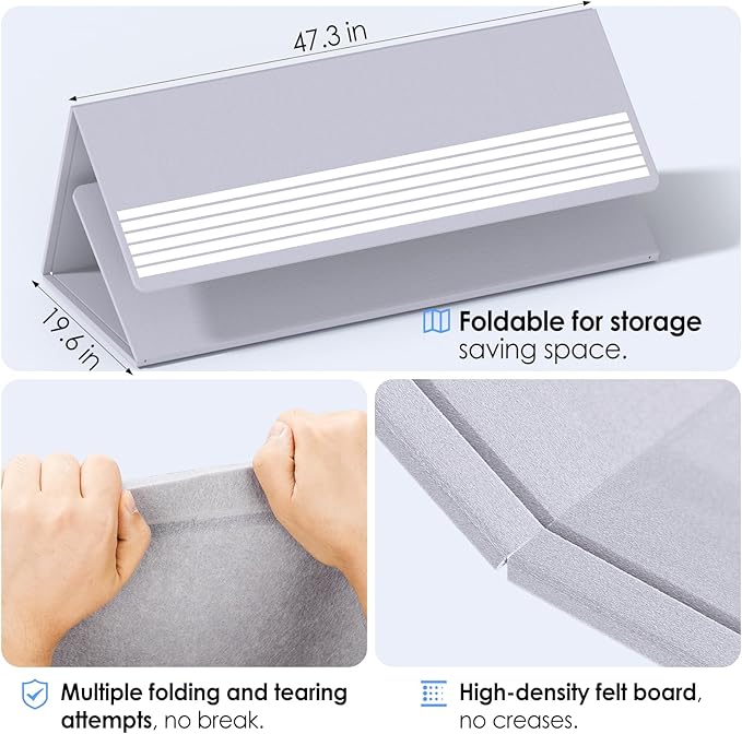 MaxGear Extra Large Bulletin Board 72" x 48", Foldable Felt Board Vision Board Supplies, Cork Board for Office, Home, School, Small Pin Boards for Walls Decorative Display Board Moonlight Gray