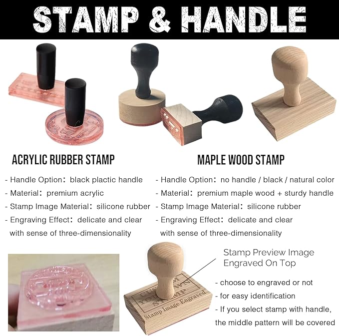 Custom Stamp with Logo Text - Personalized Rubber Stamp with Handle - Address Stamps for Business or Crafting - Rectangle 2"x3"