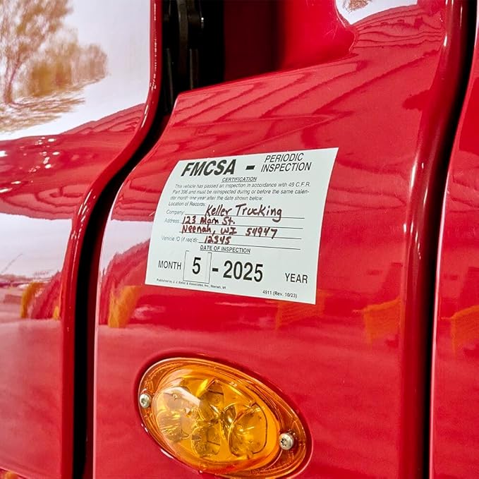 FMCSA Periodic Inspection Label 10-pk. - 5" x 5", Permanent Self Adhesive Vinyl - Meet DOT AVIR 49 CFR Part 396 Requirements