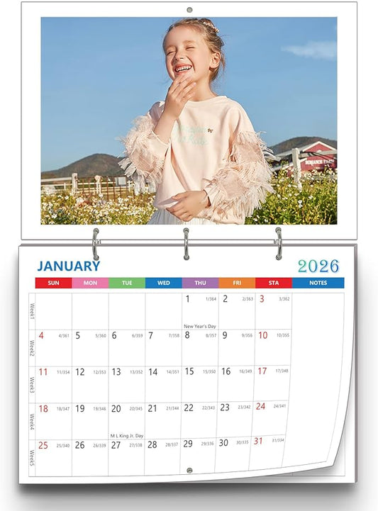 Custom Calendar 2026, Custom Photo Wall Hanging Calendar, Make Your Own Personalized Calendars 2026 for Customized Home/Office/Party/Birthday/Christmas/New Year/Housewarming Gift (2026 wall calendar)