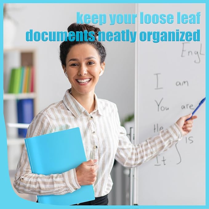 Yeaqee 60 Pcs Plastic Folders with Pockets and Prong Plastic Folders with 2 Pockets Pocket for Office, School for Students, Teachers, Office Workers (Light Blue)