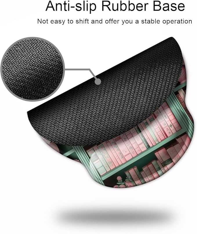 Ergo Comfort Gel Wrist Rest Mouse Pad-Ergonomic Office Mousepad with Wrist Support-Non-Slip, Design Desk Accessories Mat for Home&Game Decor Book Floral