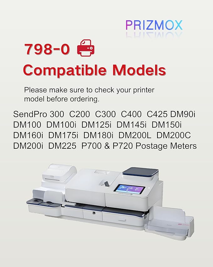 2-Pack SL-798-0 Red Ink Cartridge Replacement for Pitney Bowes 798-0 Fluorescent Red Ink Cartridge for Postage Meters for Sendpro C200, C300 and C400