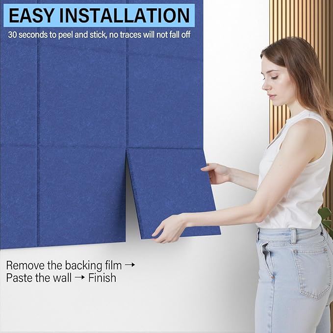 Large Cork Boards for Walls – 48 x 36 Self Adhesive Felt Wall Tiles, Ideal for Office Black Bulletin Board, Easy to Install Pin Board Photo Board