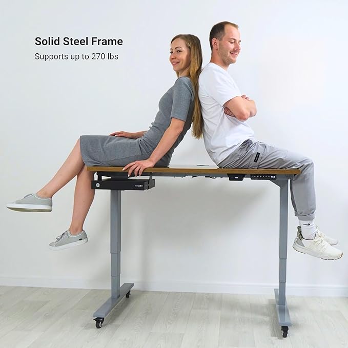 Progressive Desk Stand Up Adjustable Height Electric Standing Desk - 72" x 30" Dual Motor Table for Computer Home Office Workstation - Gray Frame, Bright Beech