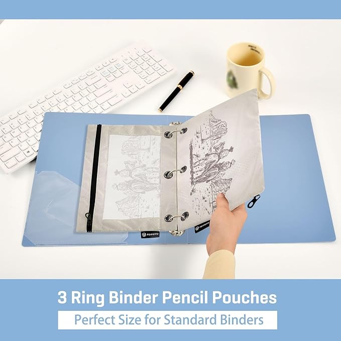 ZAZYXTJ Personalized Western Cowboy Binder Pencil Pouchs 3 Ring with Zipper Clear Window Office Organizers bag for School Students Teacher Supplies 2 Pack