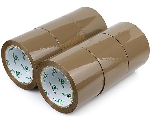 BOMEI PACK 3 inch Brown Packing Tape, 6 Refills Rolls Wide Packaging Tape for Moving, Shipping and Storage, 2.4 Mil x 60 Yards