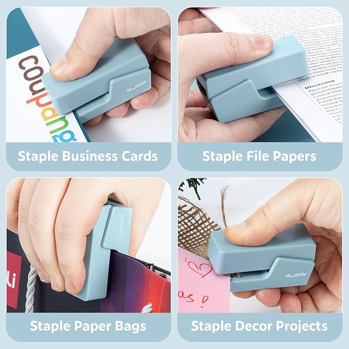 Mini Stapler with 830 Staples, Small Cute Desk Staplers, 25 Sheet Capacity, Blue