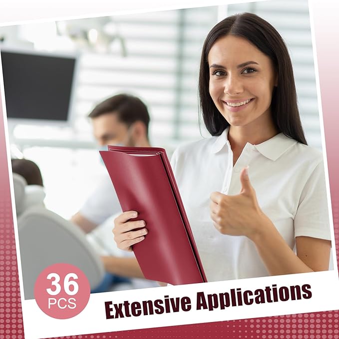 Teling 36 Pcs Report Covers with 3 Prong Fasteners Clear Front Presentation Folders Frame View Poly Report Folder Presentation Binder for Paper Document School Office (Red)