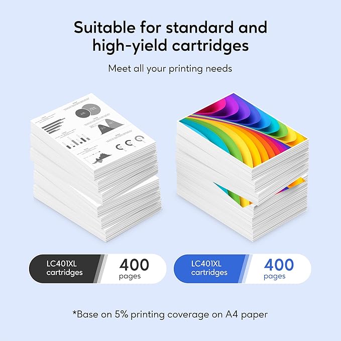 LC401XL Ink Cartridge Replacement for Brother LC401XL Ink Work with MFC-J1170DW J1010DW J1012DW Printer (Black, Cyan, Magenta, Yellow, 4 Pack)