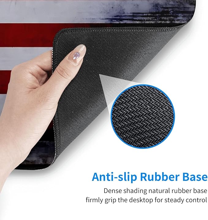 Gaming Mouse Pad American Flag Mouse Mat Non-Slip Rubber Carpet Pad for Computer Keyboard & Gaming Accessories 31.5×11.8 Inches