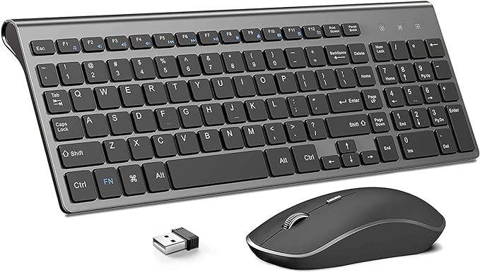 JOYACCESS Wireless Keyboard and Mouse,2.4G Ergonomic and Slim Wireless Computer Keyboard Mouse Designed for Windows, PC, Laptop,Tablet - Black Grey