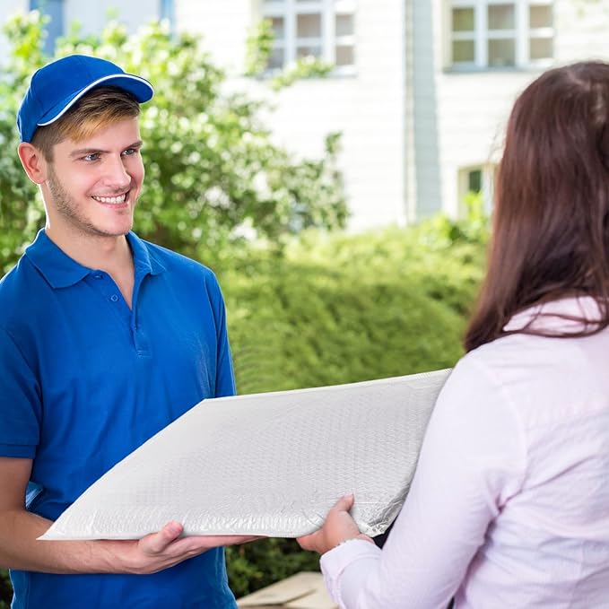 Thenshop 10 Pcs Extra Large Bubble Mailers 20 x 24 Inch Resealable Padded Envelopes Waterproof Shipping Packages Opaque Poly Packaging Envelope Mailers Cushioned Bags for Mailing Packaging, White