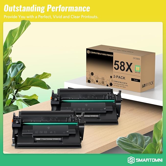 58X CF258X Black High-Yield Toner Cartridge 2 Pack (with Chip) Works with HP Pro MFP M428dw M428fdw M428fdn M428, Pro M404n M404dn M404dw M404, Enterprise MFP M430f M406dn Series Printer | 58X 58A