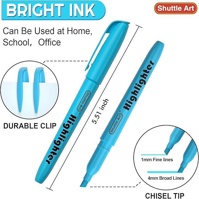 Shuttle Art 108 Pack Highlighters, Highlighters Assorted Colors Set, 6 Bright Colors Chisel Tip Dry-Quickly Non-Toxic Highlighter Markers Bulk for Adults Kids Highlighting in Home School Office