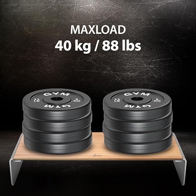 j5create Premium Monitor Stand, Made with Elegant Wood and Sleek Aluminum Material, Display/TV/Screen/Printer/Laptop Riser, Max Load 88 lbs/ 40 kg (JCT125)