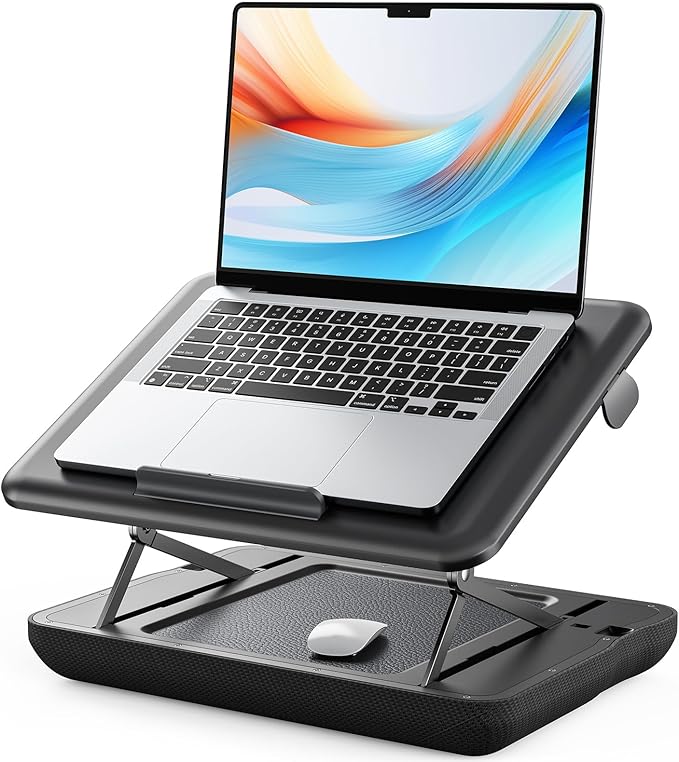 SAIJI Height & Tilt Adjustable Lap Desk, Portable Laptop Stand for Bed, Car, Couch and Recliner, Foldable Lap Desks - Up to 15.6 Inch Laptops