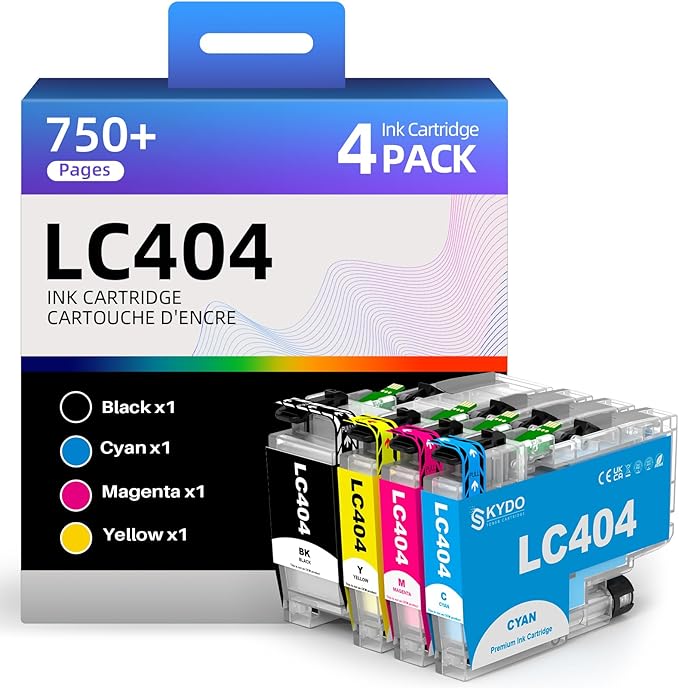 LC404 MFC-J1205W LC404XL Ink Cartridges Replacement Compatible for Brother LC 404 LC404XL LC-404 Work with MFC-J1205W MFC-J1215W MFC-J1205W XL Printer (4 Pack, Black Cyan Magenta Yellow)