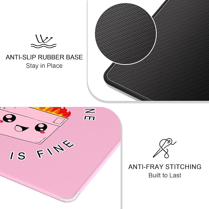 Auhoahsil Mouse Pad, 12 x 10 in Dumpster on Fire Computer Mouse Pad for Desk, Premium-Textured Non-Slip Rubber Stitched Edges Waterproof Square Mouse Mat for Gaming Work Wireless Mice, It's Fine