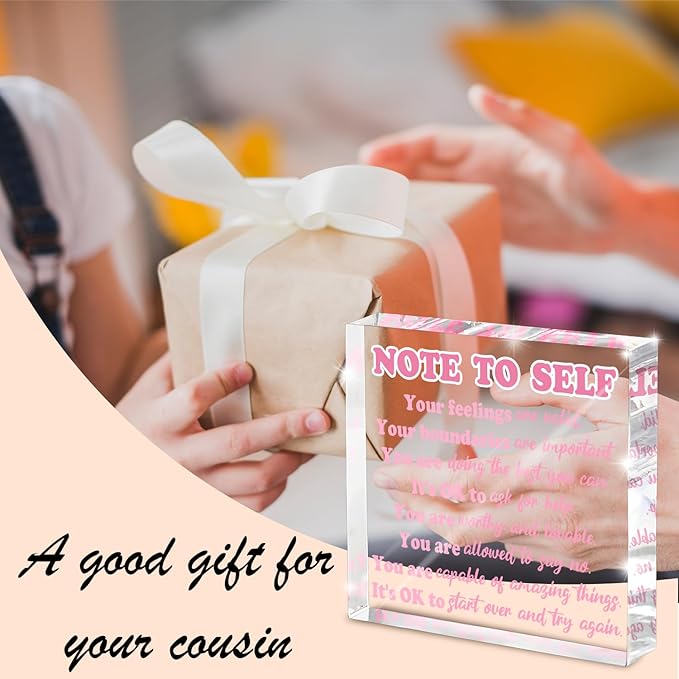 Inspirational Gift Ideas, Mental Health Reminder Desk Decor, 4" x 4" Pink Acrylic, Positive Psychology Affirmations, Inspirational Gift for Counselors, Students and Classrooms