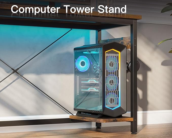 Coleshome 66" L Shaped Larger Gaming Desk, Corner Computer Desk, Sturdy Home Office Computer Table, Writing Workstation, Vintage