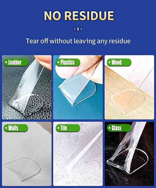 Large Double Sided Tape Heavy Duty, Mounting Tape Strong Adhesive, Wall Tape for Hanging Clear Removable No Damage, Fits Decor & Poster, 20Ft 1.2" Wide