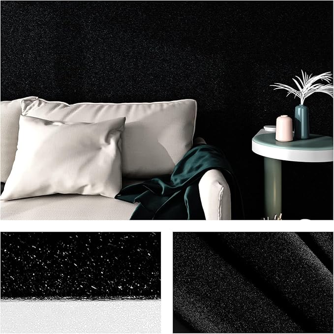 FunStick Self Adhesive Felt Fabric for Crafts - 15.8"x78.8" Velvet Fabric Roll - Soft Velvet Drawer Liners for Dresser & Jewelry Box - Black Felt Sheets - Peel & Stick Wallpaper for Cabinets & Shelves