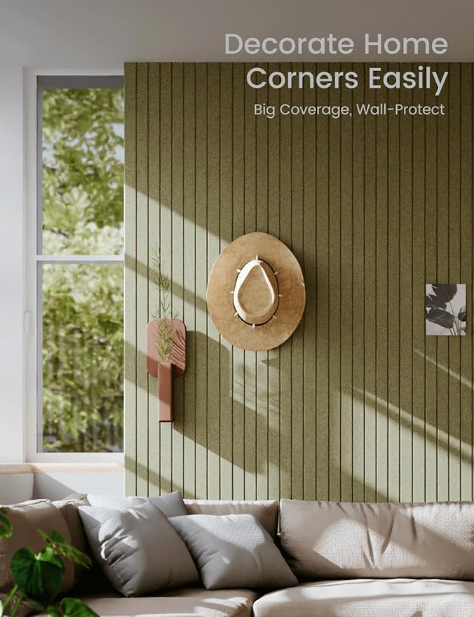 Large Felt Bulletin Board 48" x 36" Cork Board Alternative-12 Pack with 70 Safe Removable Adhesive Tabs, Cork Boards for Walls Cork Board for Home Office Classroom Pin Board (Olive Green)