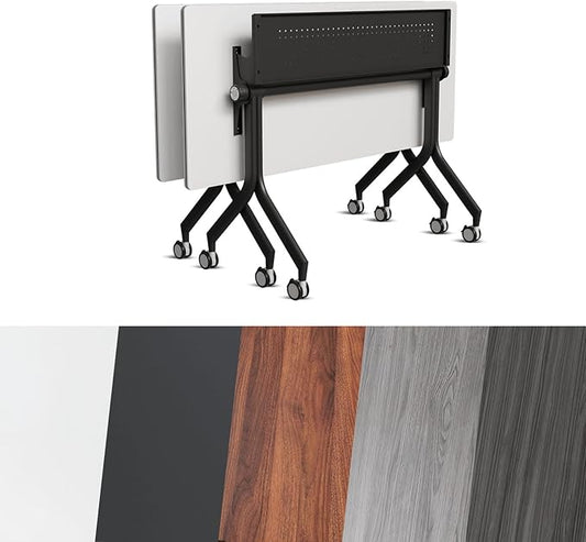 Conference Room Table, Folding Conference Tables,Thicken Grey Tabletop,Flip Top Wooden Seminar Meeting Room Table for Conference Room Offices (2, Black Drawer, 47.2“)