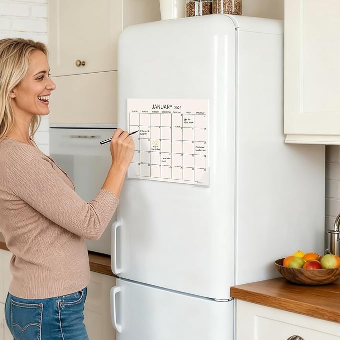 Magnetic Refrigerator Calendar 2026-2027, Monthly Magnet Fridge Calendar Jan 2026 to Jun 2027, Large 13 x11 inch, Easy Organizing
