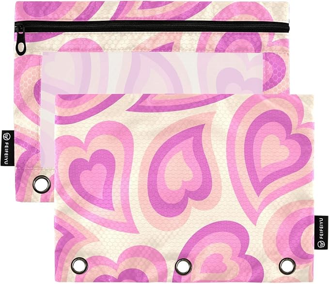 ZAZYXTJ Binder Pencil Pouchs 3 Ring with Zipper Clear Window Office Organizers bag for School Students Teacher Supplies 2 Pack (A)