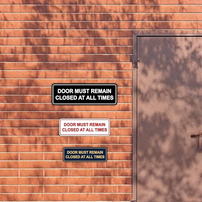 Signs ByLITA Standard Door Must Remain Closed At All Times Sign (Brushed Silver) - Medium 10 Pack