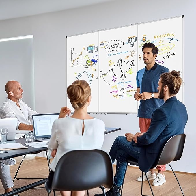 XBoard Magnetic Whiteboard 72 x 48 Inch, 6'x4' Dry Erase Board with Aluminum Frame | Foldable Wall-Mounted Whiteboard for Home Office, Classroom, Conference Room