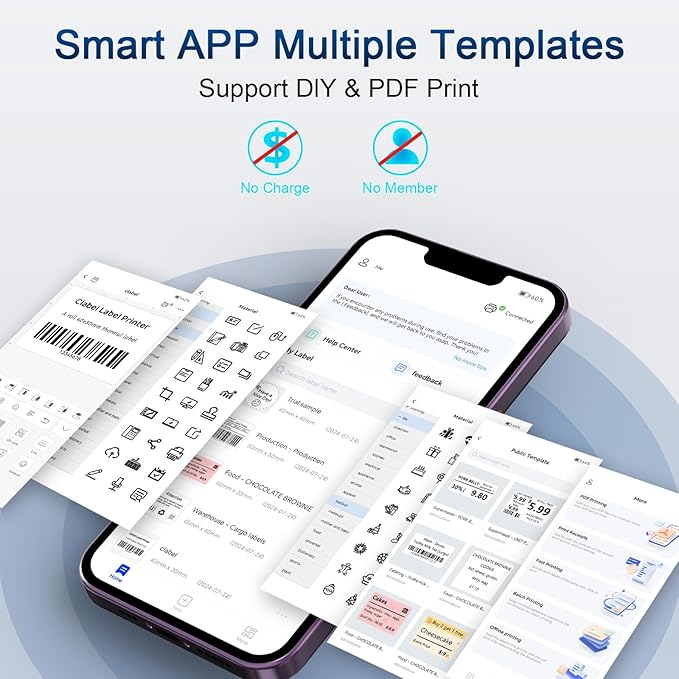 CLABEL Desk Bluetooth Barcode Label Printer: Label Maker with Direct Thermal Printing, 2 Inch Print Width for Barcodes Address Shipping Warehouse with 1 Roll 40x30mm Label (3 Inch Soot)