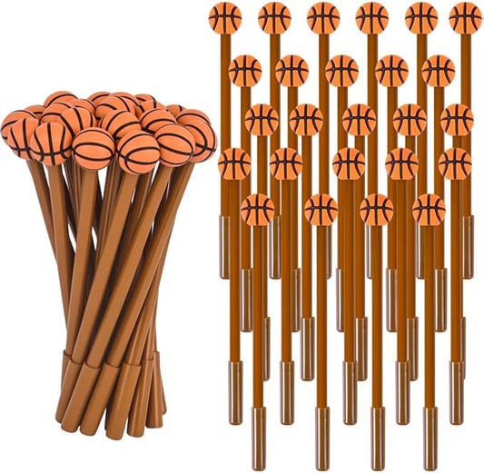 LiYiQ 25 Pcs Basketball Cartoon Cute Fun Pens for Kids Kawaii Soccer Shape Gel Black Ink Pen Cute Basketball Pens for School Office Home Student Kids Present