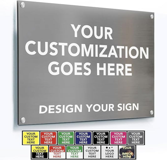 Custom Metal Signs, Personalized Aluminum, Customized Safety, Business Signs, Waterproof Outdoor, White Aluminum (Gray, 14x10 In)
