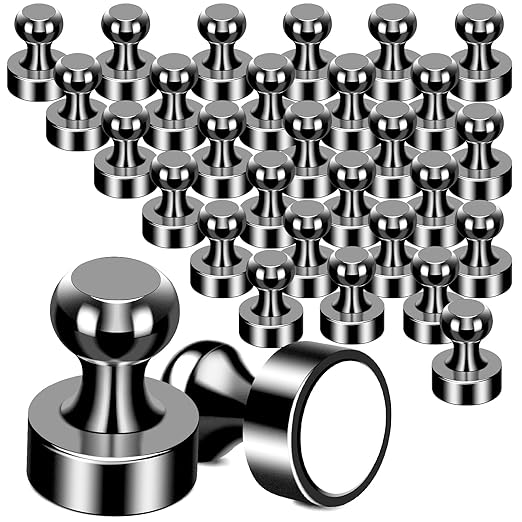 MIKEDE 30Pcs Fridge Magnets, Refrigerator Magnets Strong for Pictures, Neodymium Magnetic Push Pin Magnet Heavy Duty for Whiteboard, Office, Classroom, Locker, Whiteboard and Map Magnet