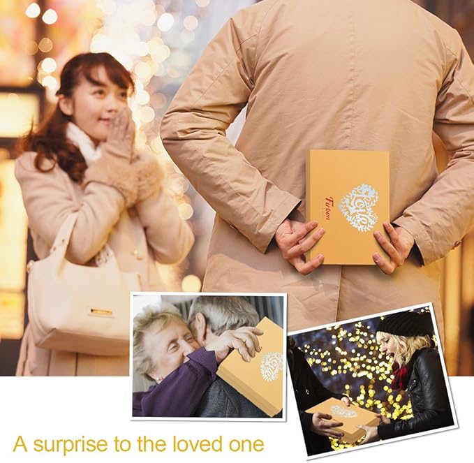 Scrapbook Firbon Handmade DIY Family Photo Albums Couples Memory Book Black Page Scrap Book for Anniversary, Christmas, Valentine's Day, Birthday (Yellow)