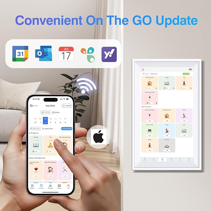 Digital Calendar 15.6 inch Wall Calendar Planner with Touch Screen, Electronic Calendars for Family Organizer, Smart Chore Chart Sync with Phone by App for Meal Planner, Photo Share Stand & Wall Mount